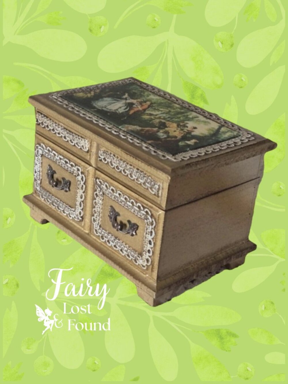 Vintage Musical Gold Jewelry Box